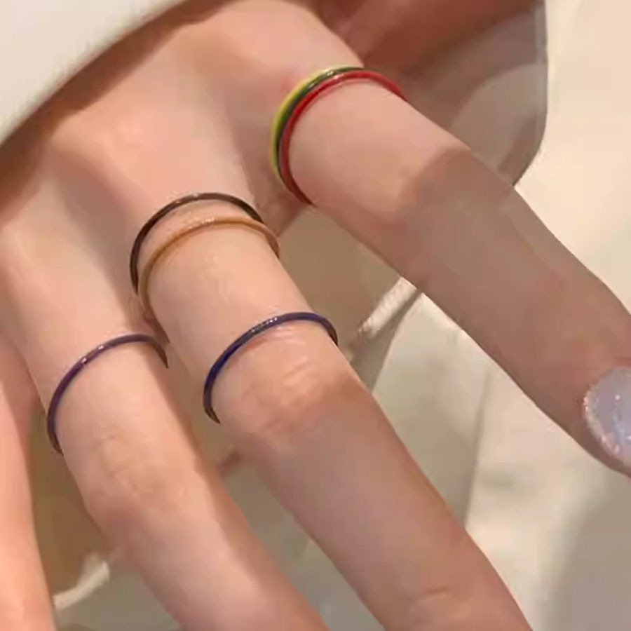 Ensemble de sept bagues rondes en forme de goutte d'huile, style minimaliste et tendance, pour l'index. Bague élégante et discrète._voghion.com