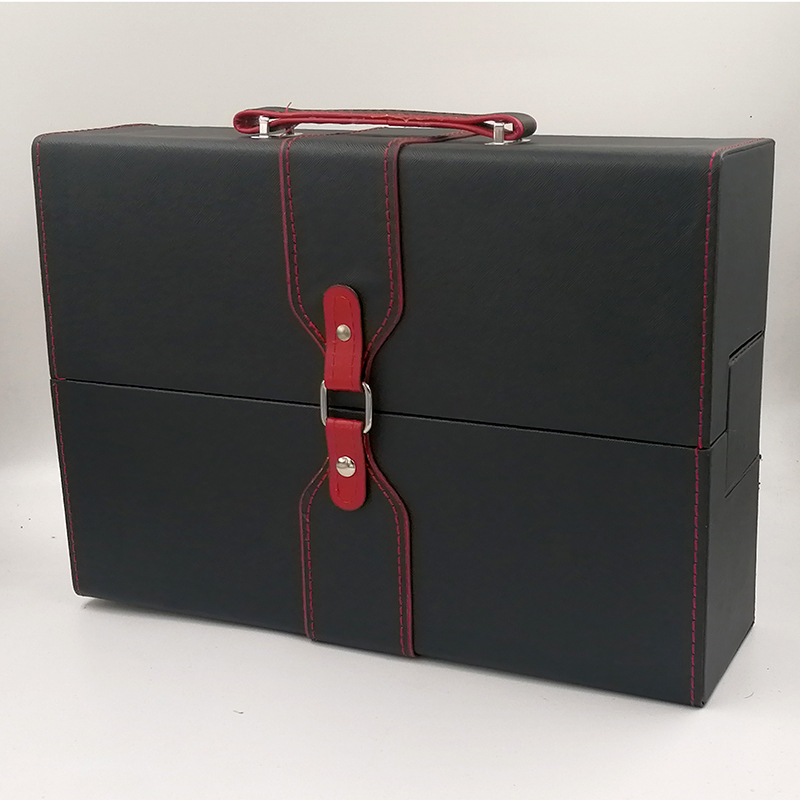 新款韩版双支红酒盒包装 高档两瓶装红酒皮盒 现货pu皮葡萄酒礼盒