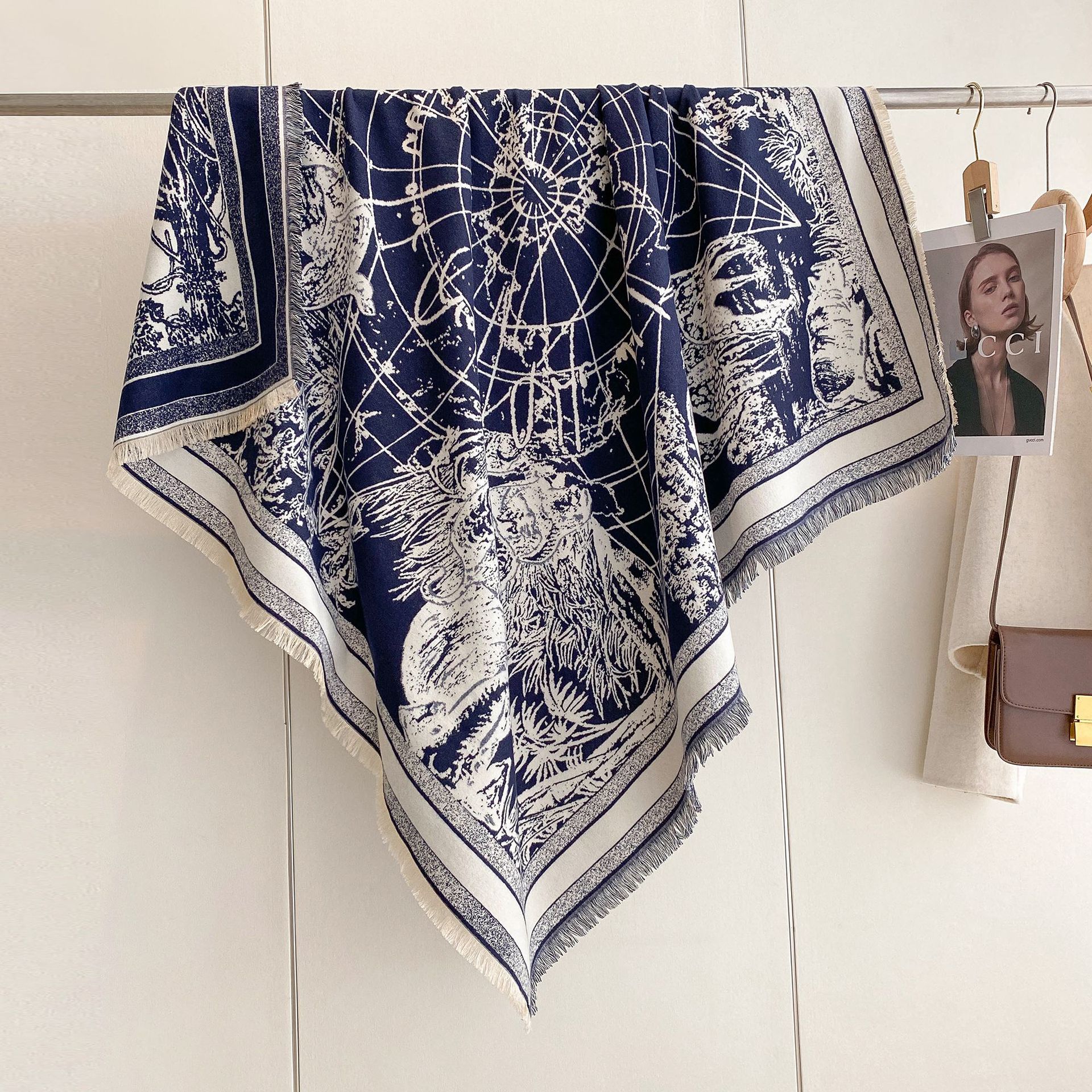 2024 moda bufandas de otoño y invierno bufandas de doble cara imitación de cachemira gruesa abrigo de viaje exterior de decoración chal