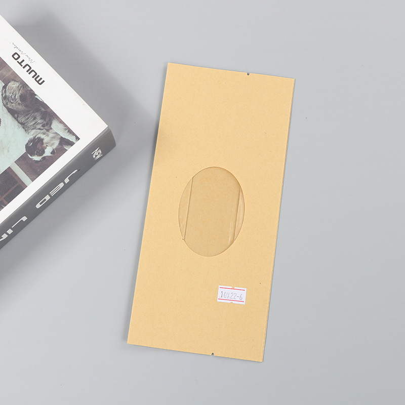 Spot bolsa de papel kraft con ventana transparente bolsa de embalaje de alimentos autosellada autoportante bolsa de té sellada de ocho lados fácil de rasgar