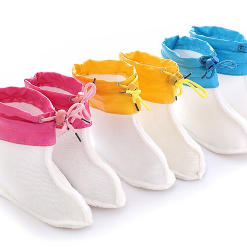 Children's rain boots for middle and large children, warm inner lining, rain boots for boys and girls, cotton covers, pu edge leather mouth, waterproof and warm high-top shoe covers