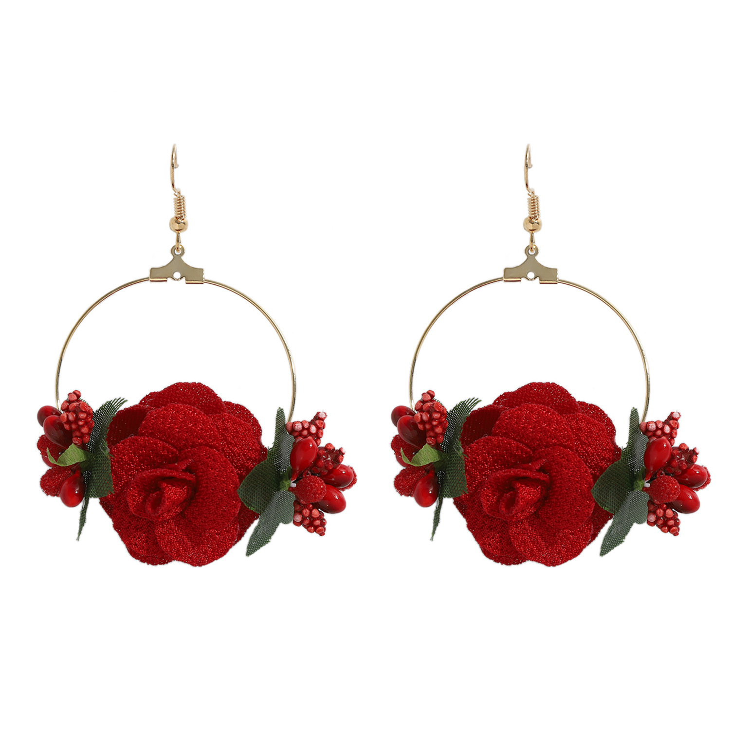 7g Weight Alloy Ear Needle Material Drop Earrings Classification Anniversary, Business, Travel, Birthday, Festival Occasion Alloy, Gauze Material Flower Pattern Women'S Gender Ethnic Style Style White, Pink, Purple, Red, Blue Color Ethnic Style Flower Alloy Gauze Drop Earrings 4