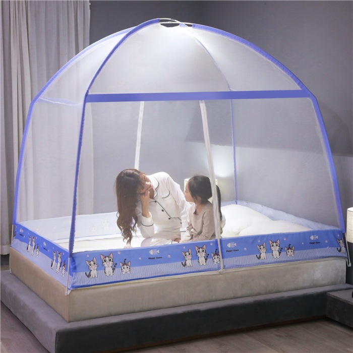 Instalación gratuita de mosquiteros de yurta, mosquiteros domésticos de doble puerta para niños, mosquiteros plegables dobles, fábrica de dormitorios al por mayor