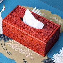 赞比亚小叶紫檀木牡丹纸巾盒新中式长方形木制国色天香餐巾盒