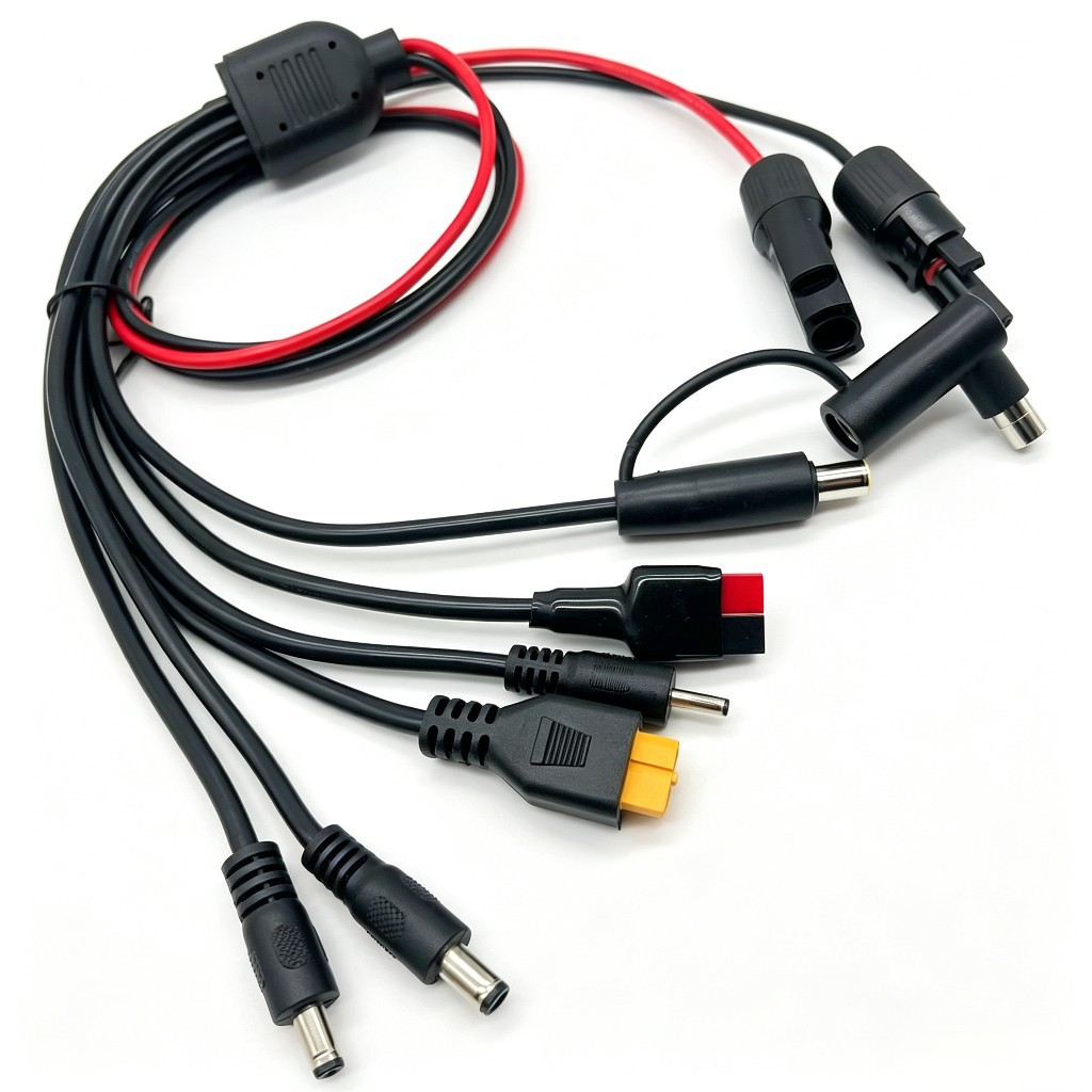 4合1太阳能板MC4延长线XT60、DC5521/DC7909安德森接口电站适配器