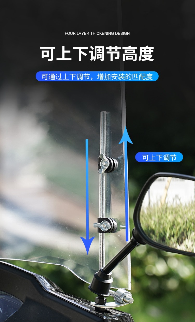 Suitable for electric vehicle front windshields, universal windscreen glass, high-definition, specialized for scooter and electric motorcycle modification