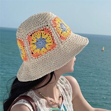 新款2024草帽女夏季防晒遮阳帽子海边沙滩可折叠渔夫帽旅游太阳帽