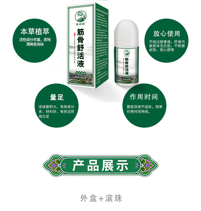 Miao Jiu Liquid Herbal Roll-On for Joints Neck Knees and Lower Back 60ml quality and texture