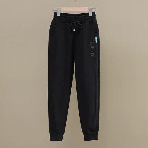 Women's winter Han-style loose tie-in slimming elastic waist padded warm pants