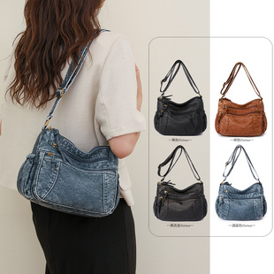 Shoulder bag, polyurethane retro universal capacious one-shoulder bag