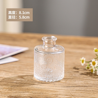 Retro repujado mini florero transparente hidropónico flor arreglo florero de cristal salón aromaterapia botella adornos Decoración
