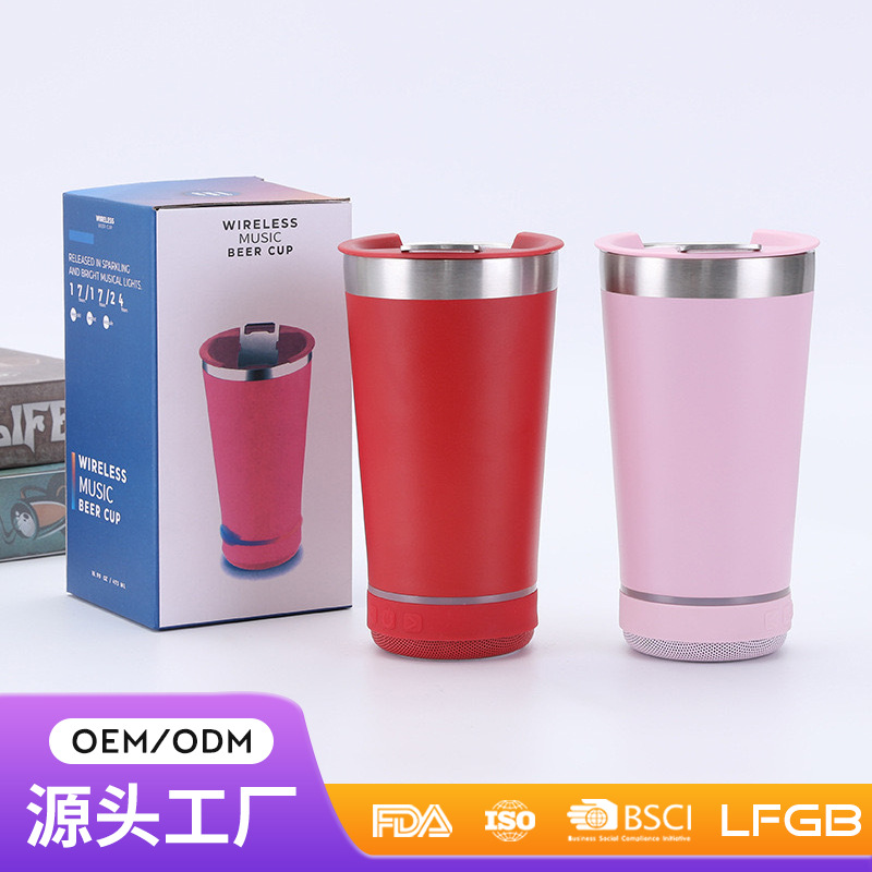 국경 간 새로운 블루투스 오디오 병따개 20oz 맥주 잔 스테인레스 스틸 진공 컵 자동차 컵