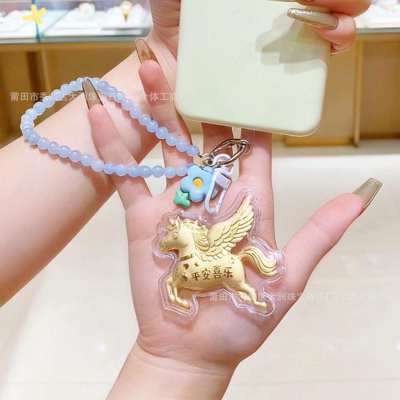 Año del Caballo de oro llavero de automóvil pequeño colgante 999 dinero de inmediato bolso llavero personalizado pequeño regalo