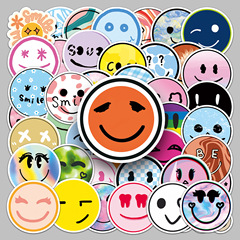 50 Pack Smiling Trendy Cardboard Luggage Sticker Waterproof Doodle Sticker Skateboard Computer Tablet Cartoon Decor