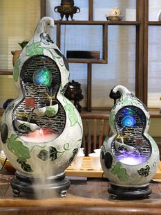 Gourd Lucky Fountain Running Water Ornaments Circulating Water Resin Office Living Room Decorations Feng Shui Wheel Opening Gift