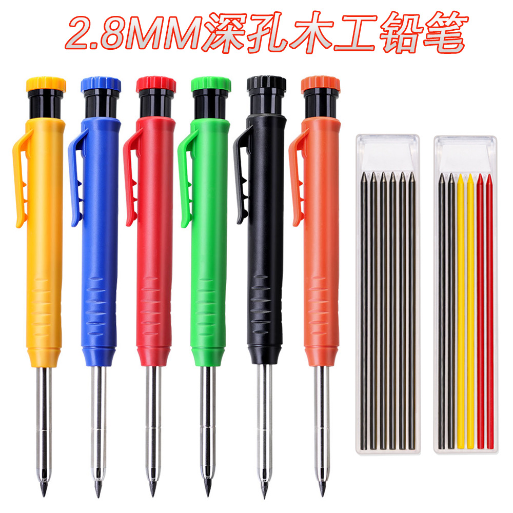 Source Factory Wholesale 2.8mm Deep Hole Woodworking Pencil Refill Colorful Black Pencil Refill 6 Pieces/Box Packaging