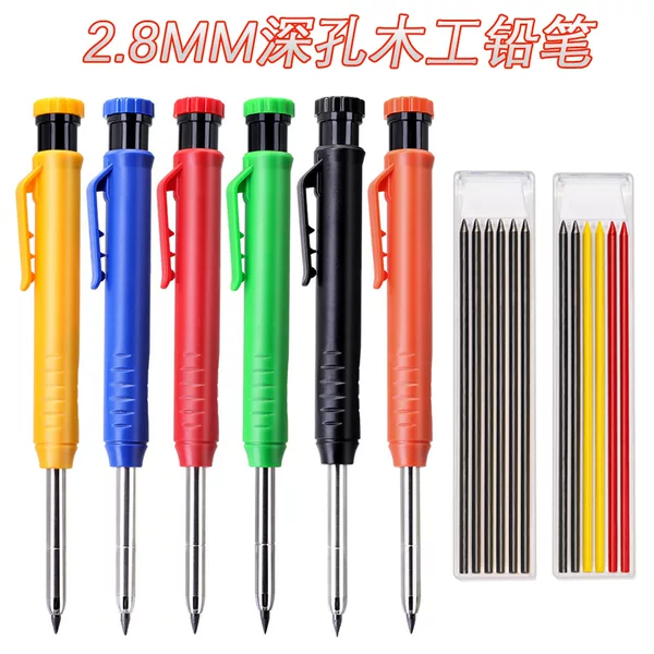 Source Factory Wholesale 2.8mm Deep Hole Woodworking Pencil Refill Colorful Black Pencil Refill 6 Pieces/Box Packaging