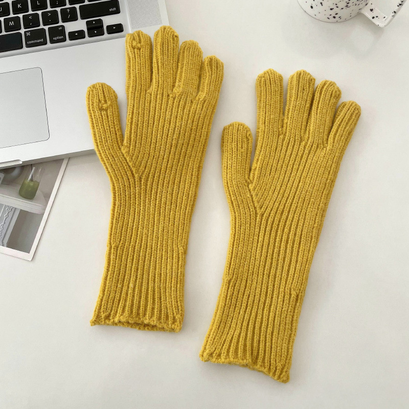 Guantes de punto de lana de color sólido Corea del Sur dongdaemun color caramelo dedo expuesto pantalla táctil estudiante a prueba de frío guantes calientes