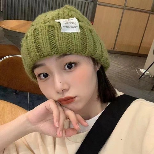 Winter Korean Version Warm Hat for Women, Knitted Corduroy Beanie, Versatile Outdoor Hooded Hat, Face-Hiding, Popular Style for Students in Autumn and Winter