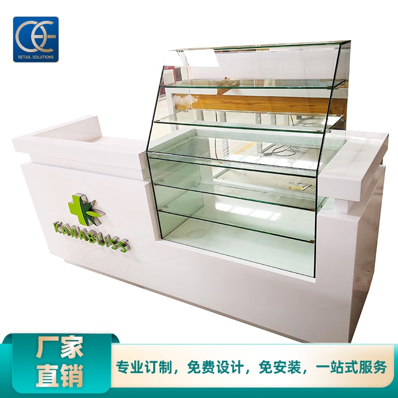 新款香烟柜 便利店小卖部收银烟酒柜 木质玻璃展示柜货架陈列柜台