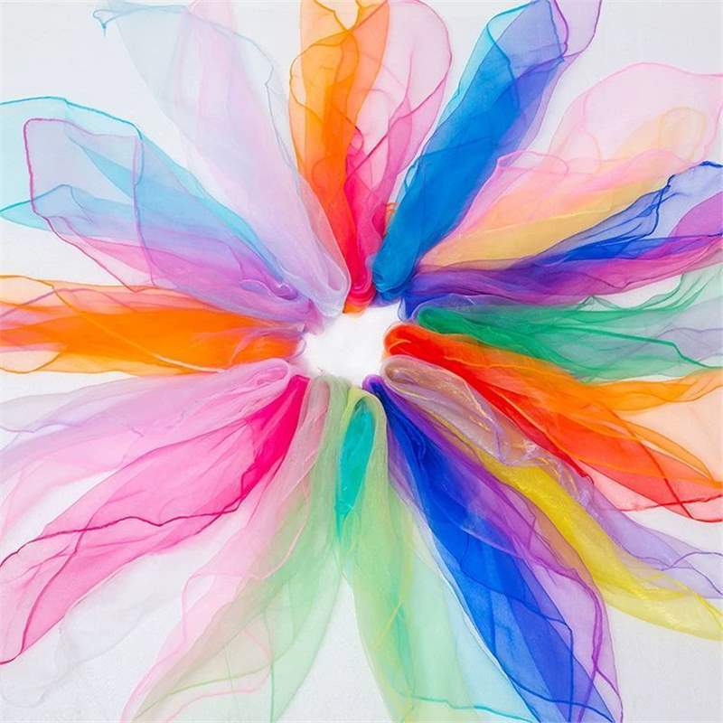 Children's dance scarves, gauze scarves, Jiaozhou Yangko handkerchiefs, square scarves, dance gauze, and "Wind and Rain" performance props