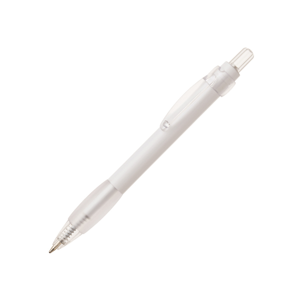 Bolígrafo de comercio exterior con cuerpo transparente, funda protectora blanca, bolígrafo retráctil, bolígrafo publicitario, bolígrafo de regalo, venta al por mayor del fabricante.