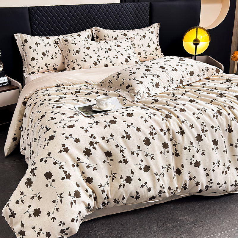 Summer Cool Ice Silk Quilt Cover Fresh And Simple Lyocell Tencel Linen Four-piece Bedding Set, Summer Cool Ice Silk Duvet Cover, Bed Sheet, Dormi_voghion.com
