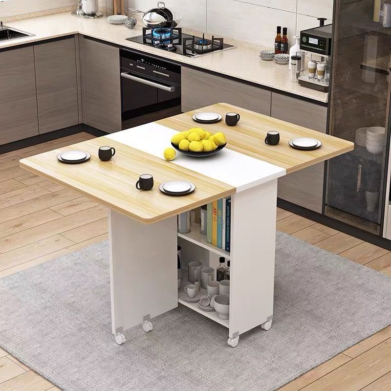 Rectangular (cabinetes blancos + nueces claras)