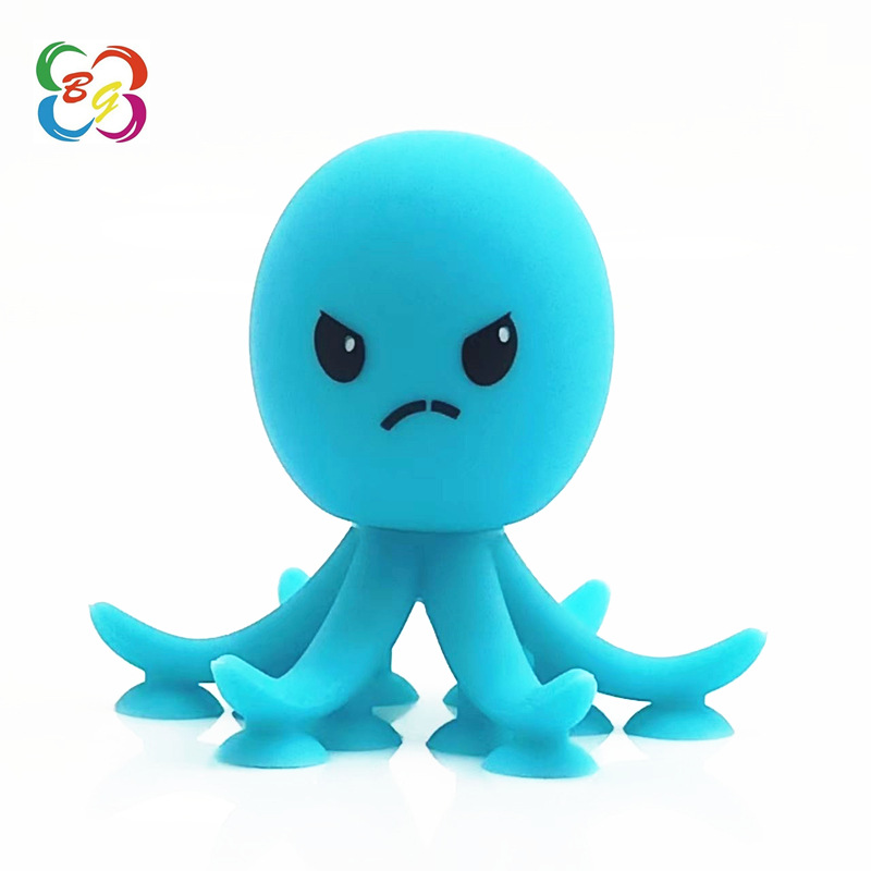 Juguete de silicona con ventosa de dibujos animados, lindo juguete de pulpo para apretar, divertido para el tiempo libre, rompecabezas, alivio del estrés, bola antiestrés, se puede imprimir con logotipo