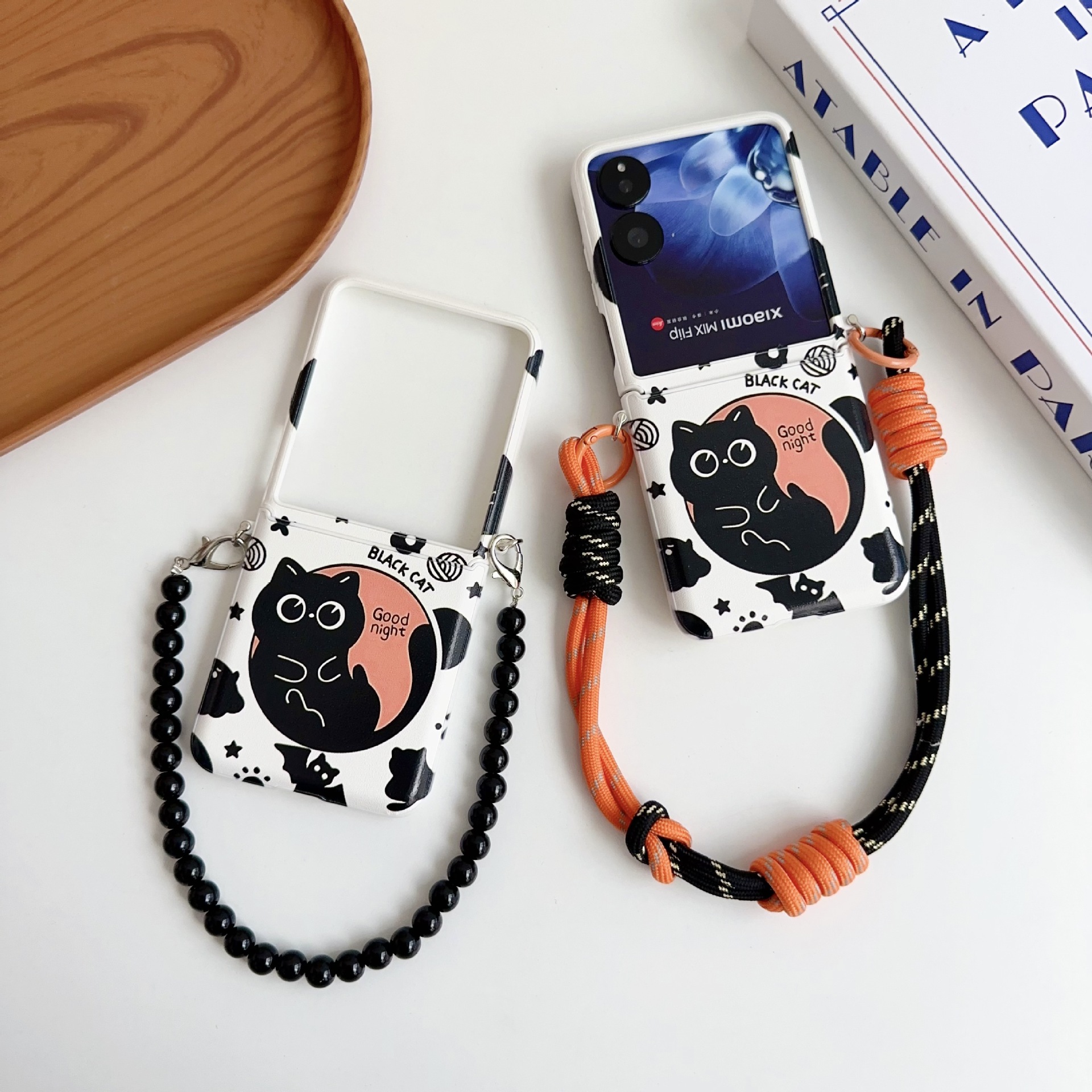 Suitable for Xiaomi Mixflip2 Mobile Phone Case Cartoon Cat All-Inclusive Hinge Honor Magicvflip Satchel Anti-Fall