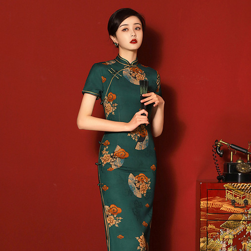 Chinese Dresses Qipao for women collection modified retro double flower girl dress cheongsam daily long cultivate one morality