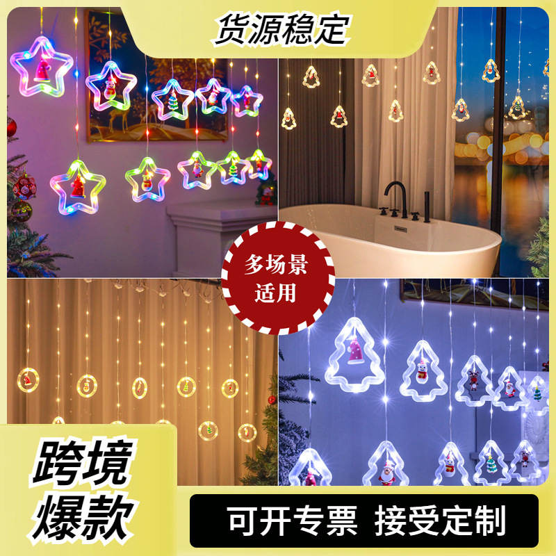 LED de Navidad luces de decoración del hogar luces de tira de hielo de control remoto USB luces de diseño de tienda de Navidad luces de cortina de cordón de cuero