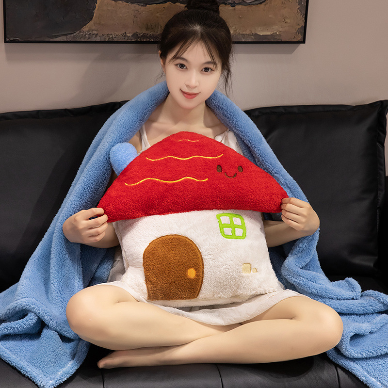 Cute casa de dibujos animados juguetes de peluche almohada almohada manta 2 en 1 almohada juguetes muñeca regalo de cumpleaños