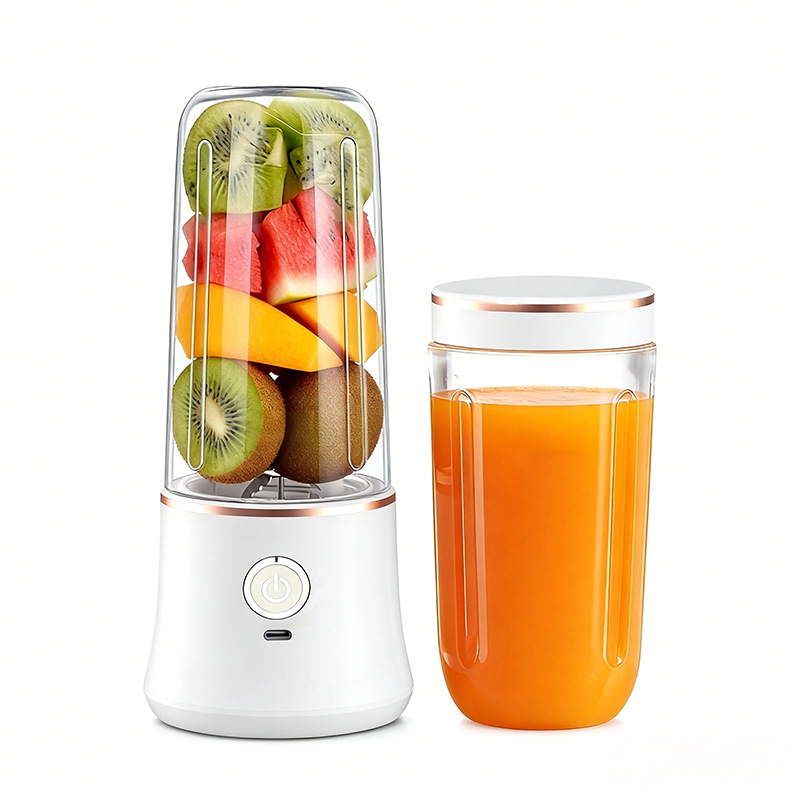 Wiederaufladbares USB-Entsaftungsgerät, Dual-Becher 420ML+420ML Mixer mit Sportdeckel