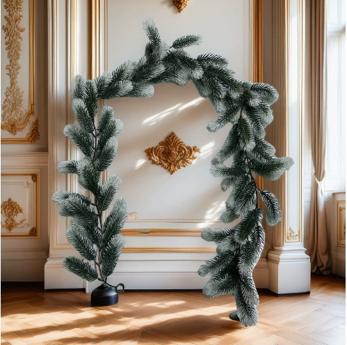 Рождественский ротанг, плотный искусственный Рождественский ротанг, витрина торгового центра, Рождественский цветок, ротанг, сосновый ротанг, белый, зеленый, Рождественский ротанг, ротанг из сосновой иглы