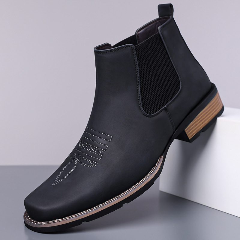 0808 Cross-Border Embroidered Chelsea Boots Men's Boots Foreign Trade Dropshipping