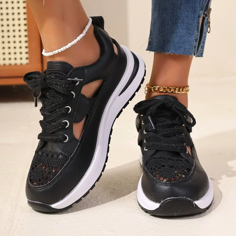 Внешняя торговля, большие размеры, сандалии на танкетке с толстой подошвой и вырезанными ремешками, лето 2025, новые резные дышащие и удобные женские туфли на мягкой подошве