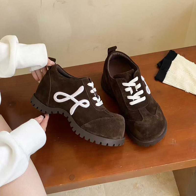 欧洲英伦风复古大圆头厚底隐形内增高德训鞋女休闲百搭勃肯运动鞋|undefined