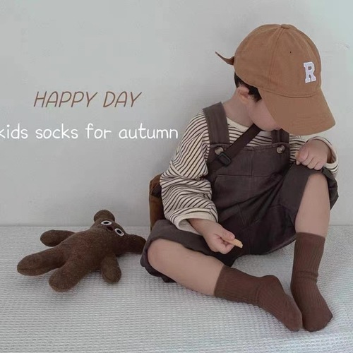 Children's socks autumn and winter pure cotton boneless confinement socks ins trend medium tube socks new large, medium and small children's baby socks