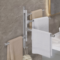 Space aluminum rotating towel rack black hole-free bathroom storage rack wall-mounted bathroom towel rack bathroom hardware