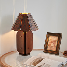 日式复古台灯实木侘寂风中古客厅卧室书房床头灯木艺创意个性台灯