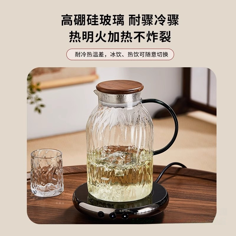 コールドケトルガラス高温耐性コールドケトル家庭用大容量ジュースケトル中国風のリビングルームウォーターカップセットケトル|undefined
