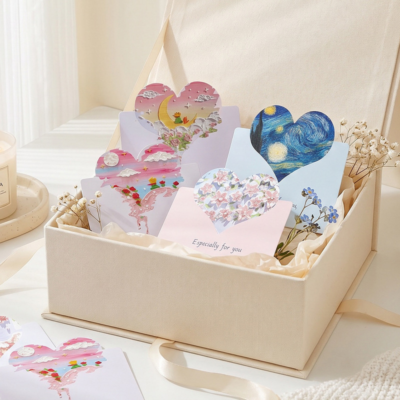 Temu Ins Style Oil Painting Heart Greeting Card Little Prince Starry Night Cherry Blossom Holiday Blessing Handwritten Message Card Temu Ins Style Oil Painting Heart Greeting Card Little Prince Starry Night Cherry Blossom Holiday Blessing Handwritten Message Card