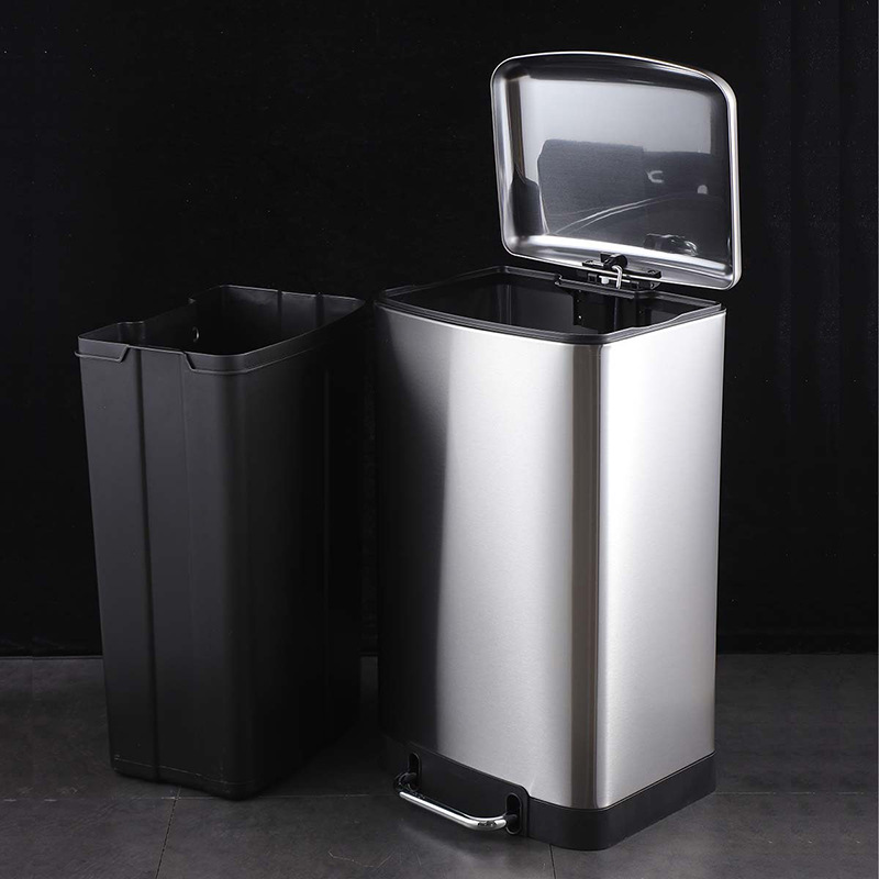 La basura comercial grande puede pedal Cubo de almacenamiento con tapa centro comercial de acero inoxidable unidad de la empresa lenta caída de la basura puede