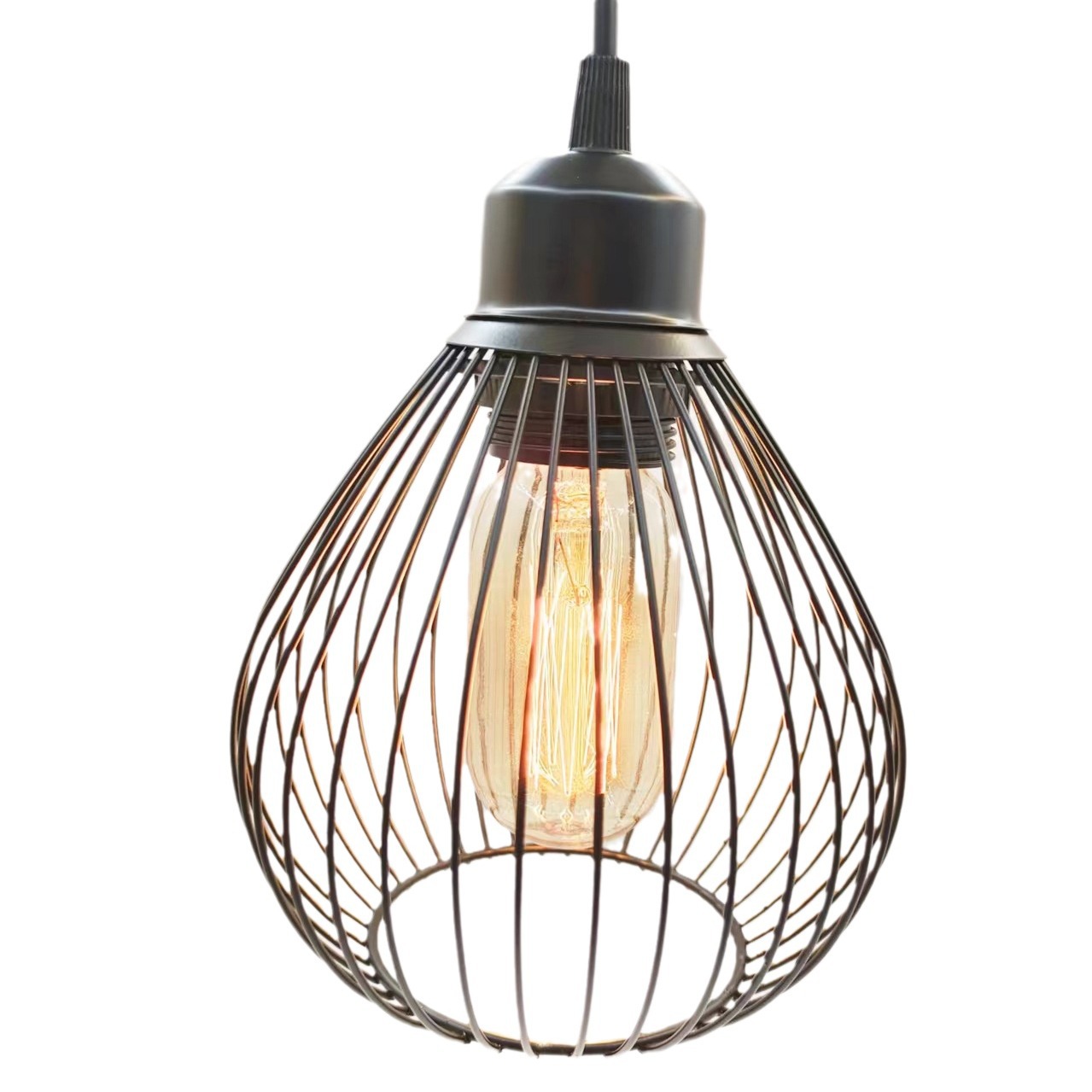 Moda y moda retro alambre de hierro forjado iluminación malla hueca estilo industrial hogar simple cubierta de lámpara de hierro forjado