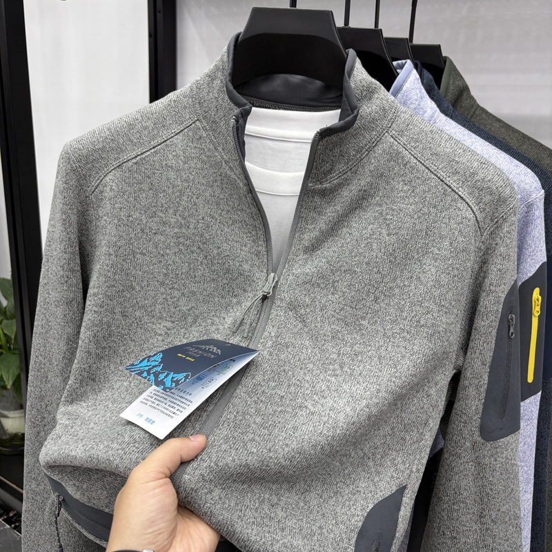 Bird Series 2025 Spring New Men's Outdoor Fleece Stand Collar Cardigan Sweatshirt Windproof Jacket Coat Men