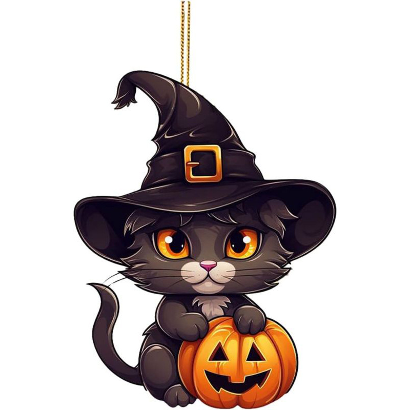 Amazon Halloween decoración de árbol de navidad adorable acrílico gato colgante de decoración de fiestas familiares colgante image 9