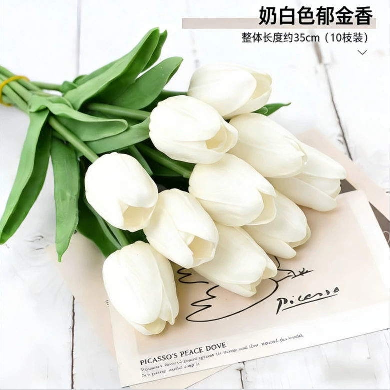 Realistic Faux Tulip Bouquet, High‑End Decorative Artificial Flowers for Wedding & Home