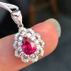 首饰厂家DIY 18K金镶嵌天然无烧红宝石吊坠 主石:1克拉|ms