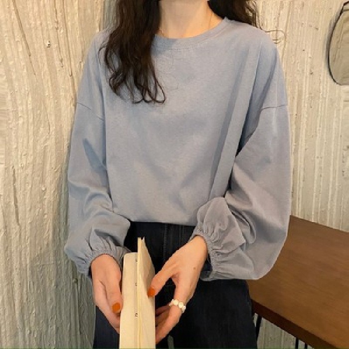 Blusa de manga larga para mujer, estilo coreano 2026, elegante, dulce, retro, adelgazante, con fruncido y manga farol, efecto rejuvenecedor, para principios de otoño image 12